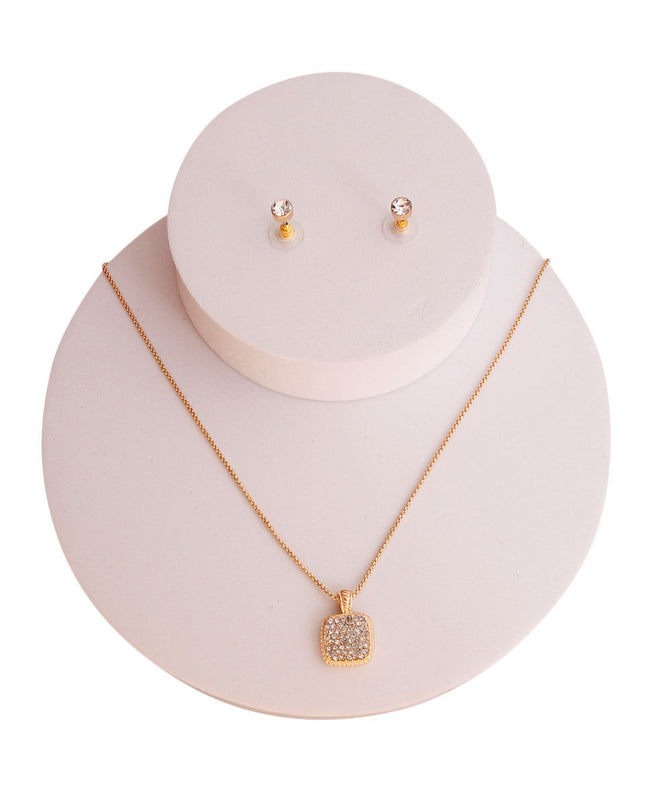 Gold Square Pave Mini Pendant Necklace