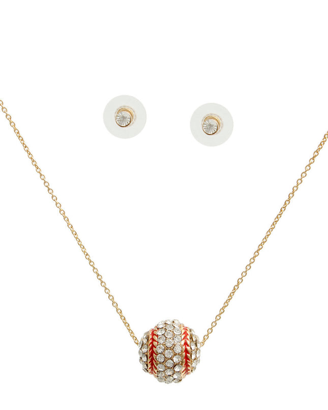 Pave Rhinestone Baseball Necklace Set