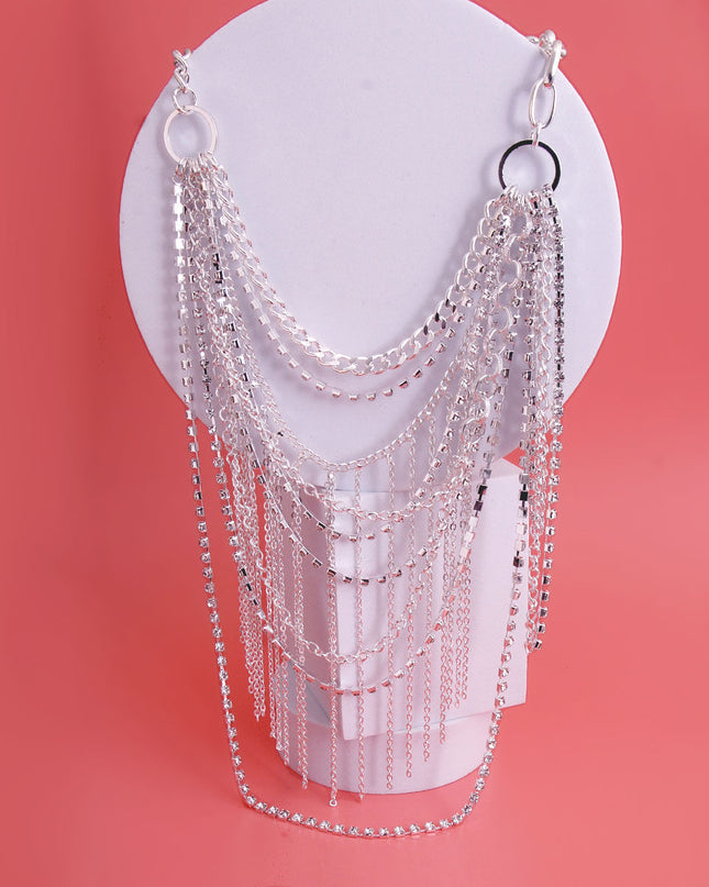 Silver Vintage Fringe Chain Necklace