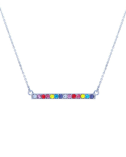 Rainbow Bar Silver Chain Necklace