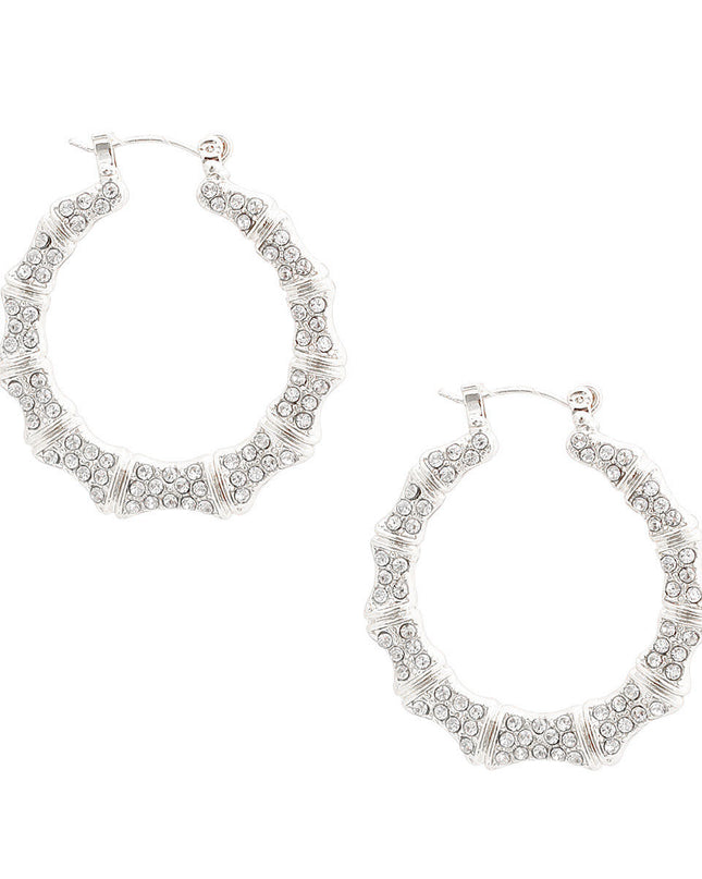 Silver Bling Thin Bamboo Hoops