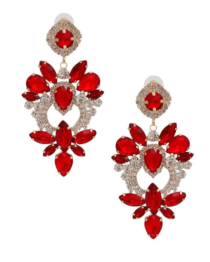Red Glass Crystal Heart Earrings