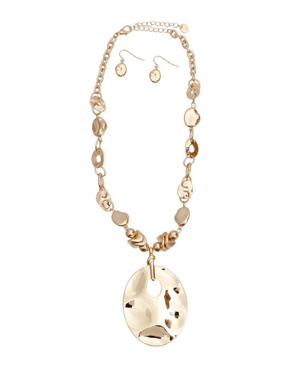 Gold Organic Link Pendant Necklace
