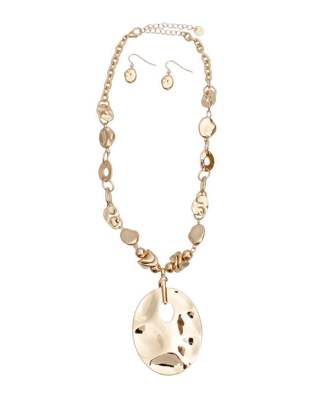 Gold Organic Link Pendant Necklace