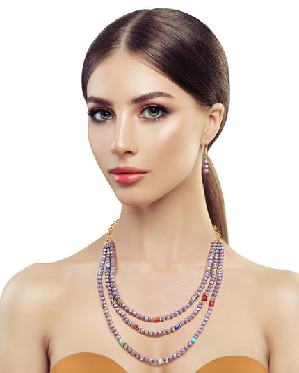Light Purple Glass Bead Layered Set