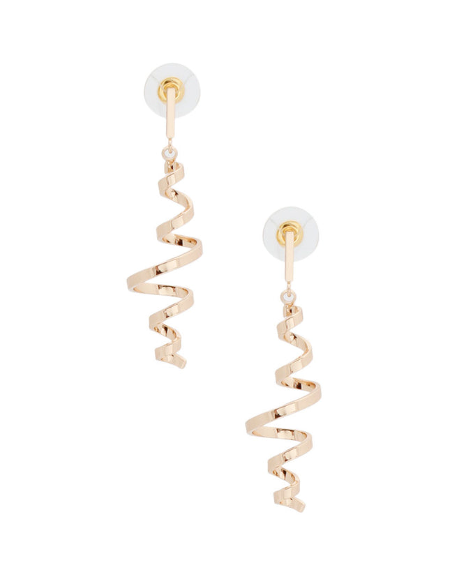 Gold Metal Spiral Curl Earrings
