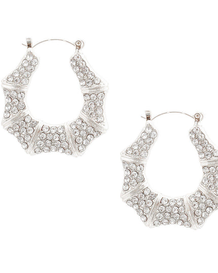 Silver Bling Bamboo Hoops