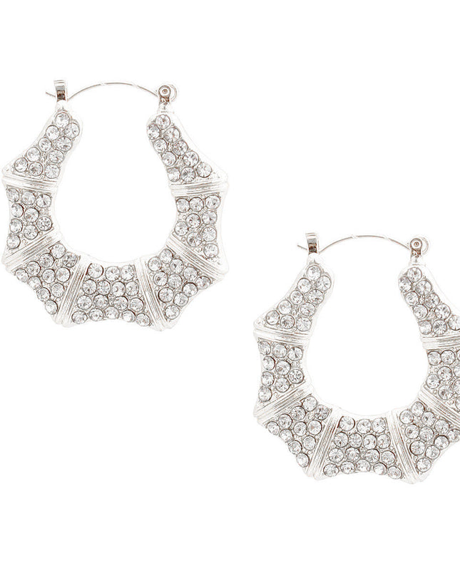 Silver Bling Bamboo Hoops