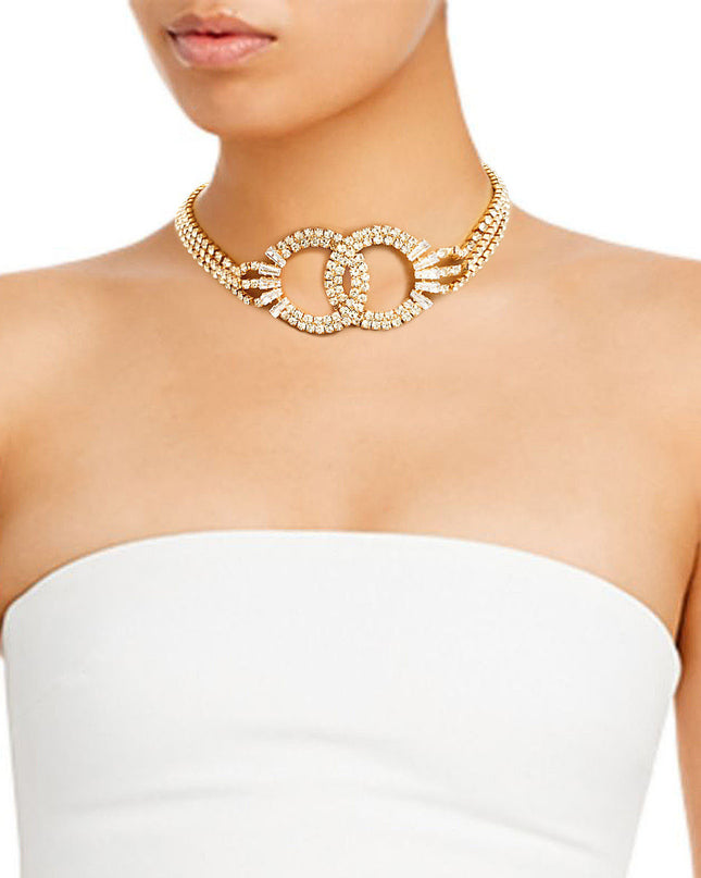 Gold 4 Row Pave Infinity Link Choker