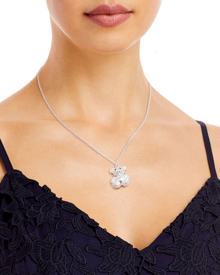 Silver Pave Teddy Bear Necklace