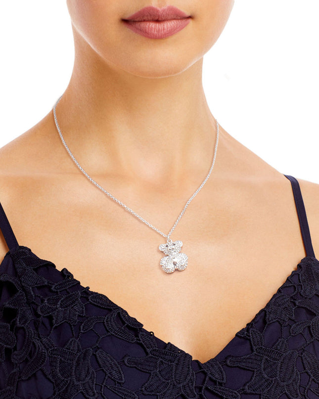 Silver Pave Teddy Bear Necklace