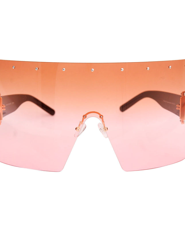 Brown Flat Top Shield Sunglasses
