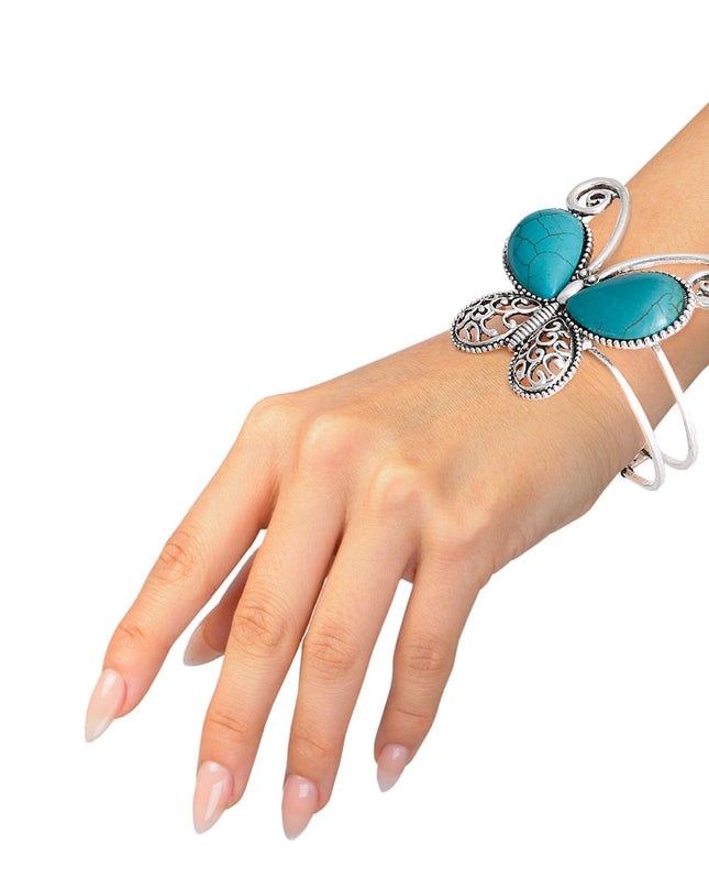 Turquoise Butterfly Hinge Cuff