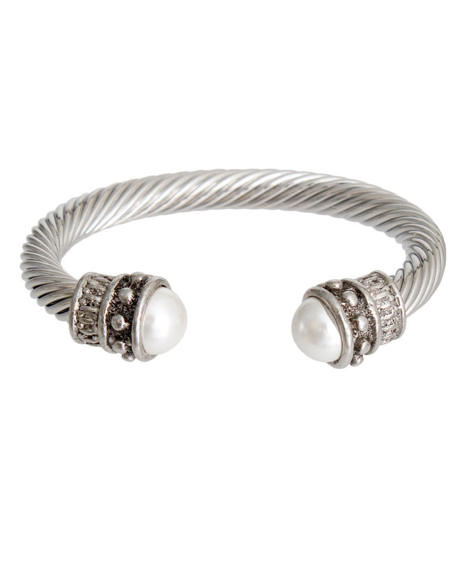 Thick Cable Classic Silver Bangle