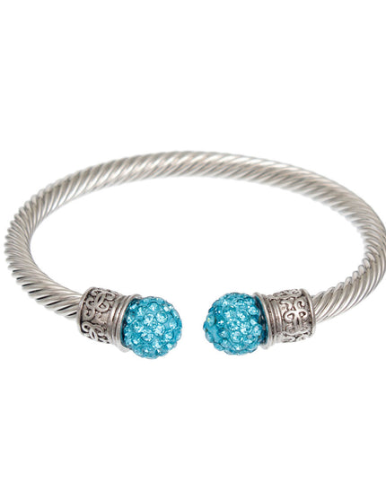 Turquoise Rhinestone Cable Bangle