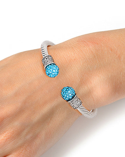 Turquoise Rhinestone Cable Bangle