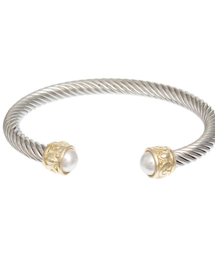 Two Tone Medium Cable Bangle