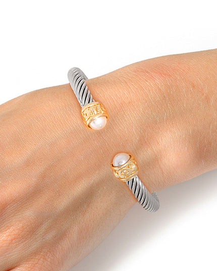 Two Tone Medium Cable Bangle