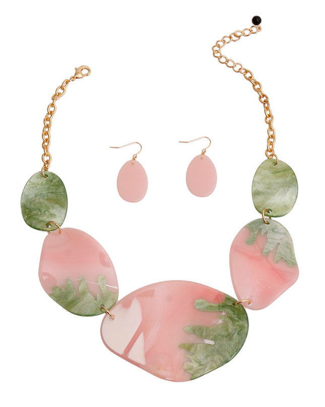 Light Pink Green Dipped Necklace