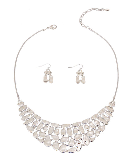 Silver Metal Link Collar Set