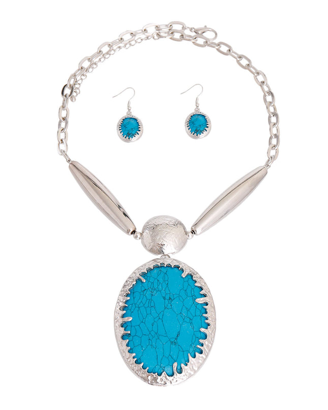 Oval Marbled Turquoise Necklace