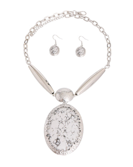 Oval Marbled White Necklace