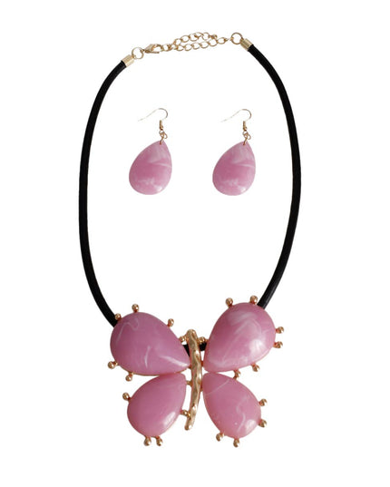 Light Purple Marbled Butterfly Pendant Set
