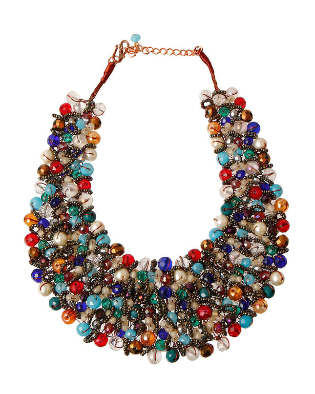 Multi Color and Hematite Bead Copper Bib