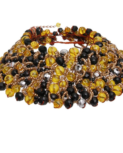 Yellow and Black Copper Bib Necklace