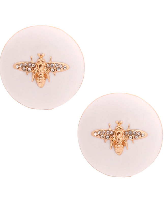 White and Gold Dome Bee Studs
