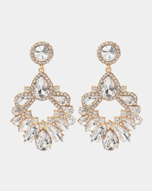 Zinc Alloy Frame Glass Stone Dangle Earrings