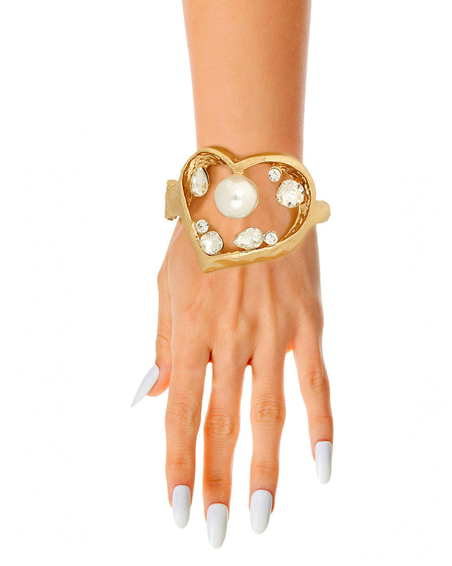 Gold Open Heart Hinge Cuff