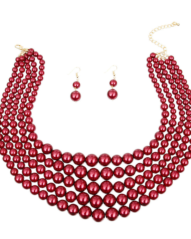 Crimson Pearl Ensemble Necklace Set