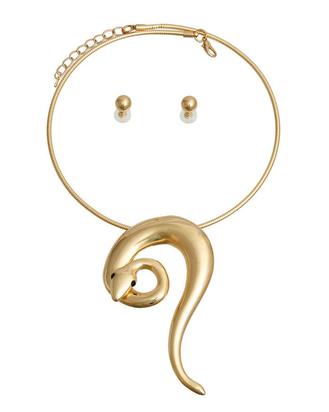 Gold Rigid Coiled Snake Necklace