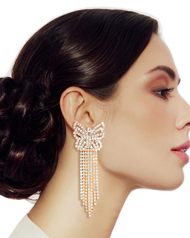 Gold Elegant Butterfly Fringe Earrings