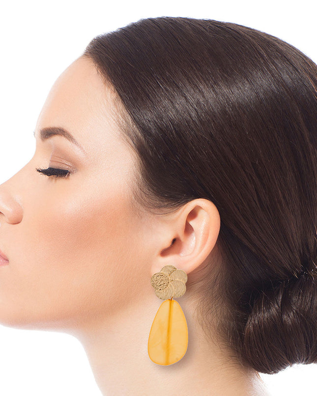 Gold and Yellow Resin Earrings