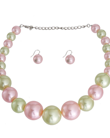 Pink and Green Graduated Bubble Gum Pearls