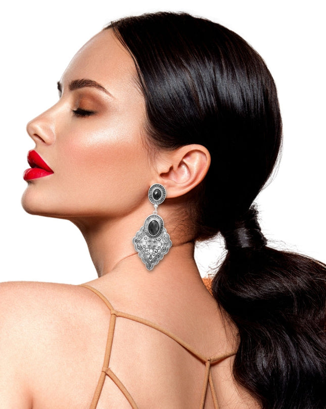 Metal Drop Silver Earrings