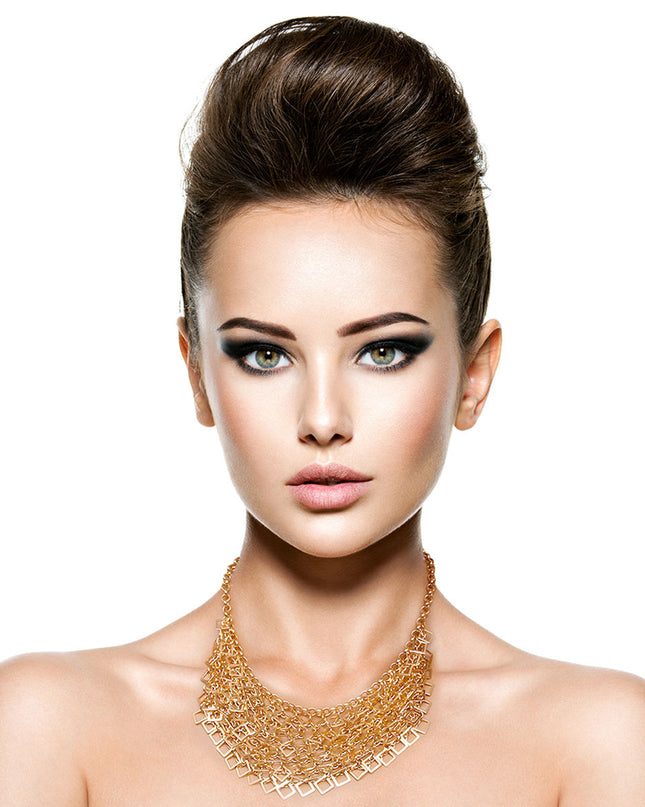 Metal Square Drop Necklace Set