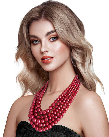 Crimson Pearl Ensemble Necklace Set