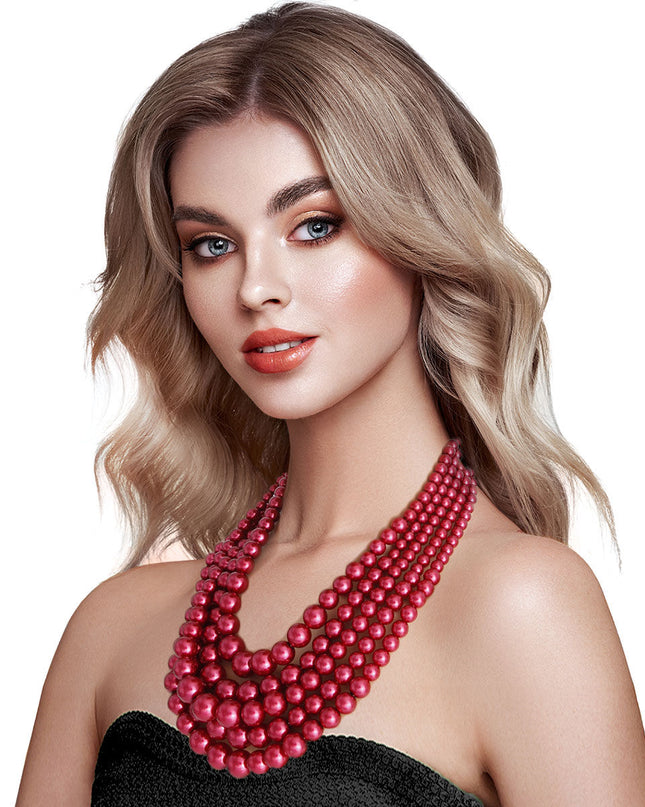 Crimson Pearl Ensemble Necklace Set
