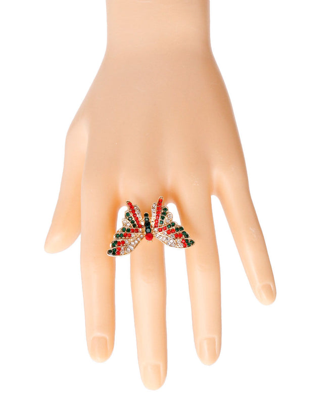 Red and Green Flutter Butterfly Ring