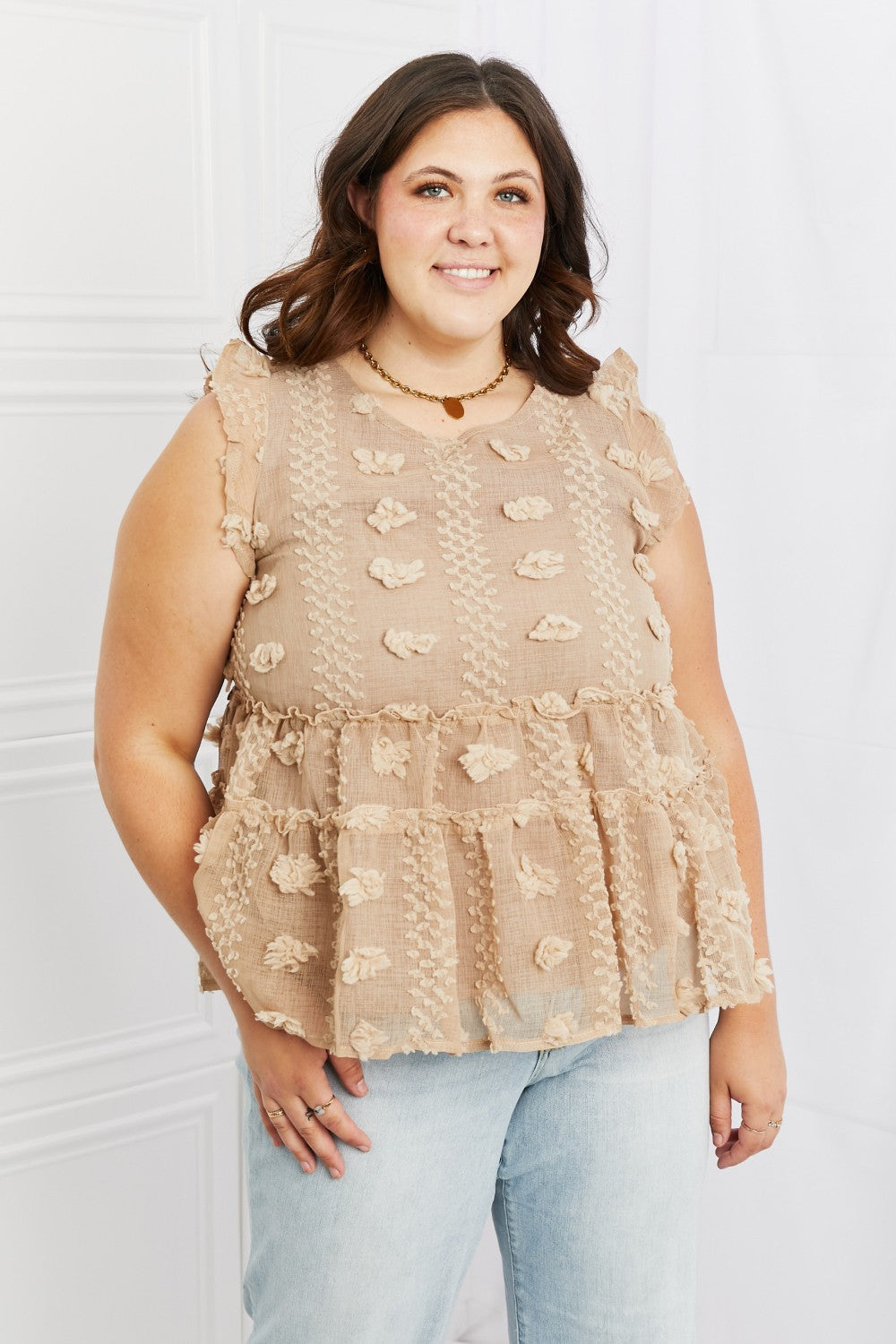 Full Size Ruffle Sleeve Top