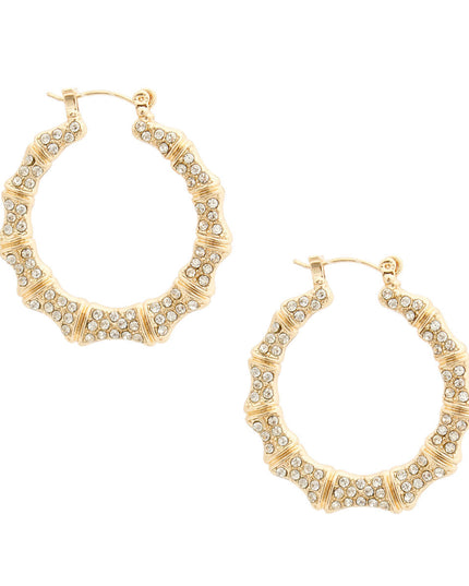 Gold Bling Thin Bamboo Hoops