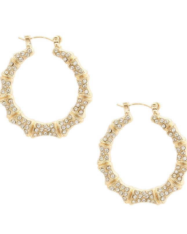 Gold Bling Thin Bamboo Hoops