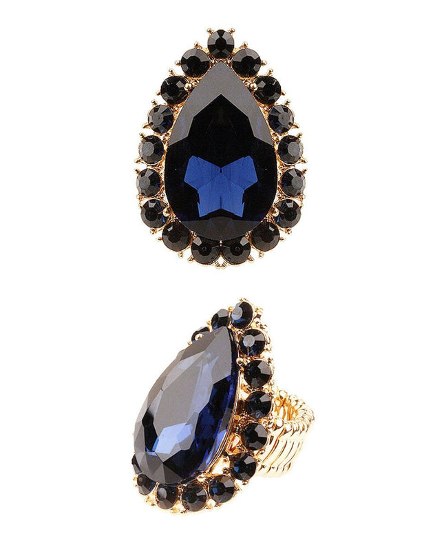 Navy Teardrop Cocktail Ring
