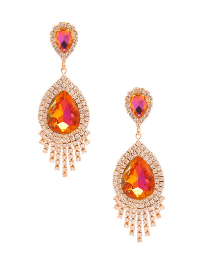 Purple Teardrop Fringe Earrings