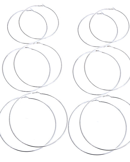 Silver Jumbo Hoop 3 Pcs Set