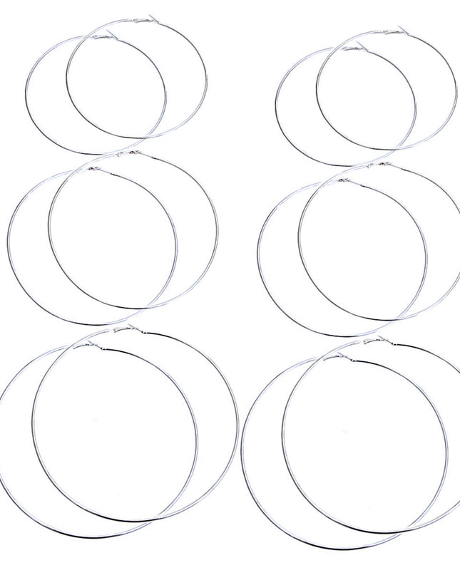 Silver Jumbo Hoop 3 Pcs Set