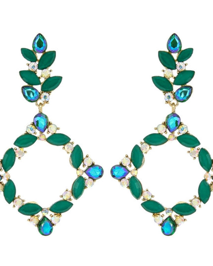 Green Diamond Drop Earrings
